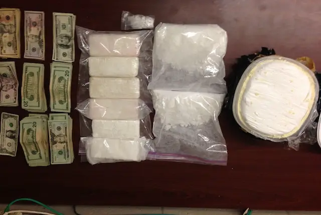 Cocaine and cash seized in the stop